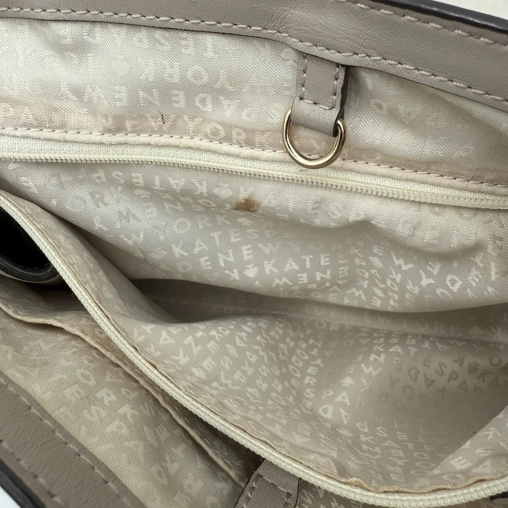 Kate Spade Vintage Leather Laurel Magnolia Satchel/Crossbody‎ - Taupe Beige Flaw